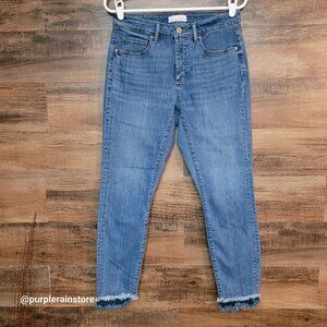 Loft Jeans Sz 4 Curvy Skinny Mid Rise Fringe Tier Hem Tummy Control